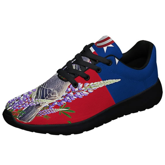 Texas Bluebonnet and Mockingbird Shoes Sneakers Black Size 3.5