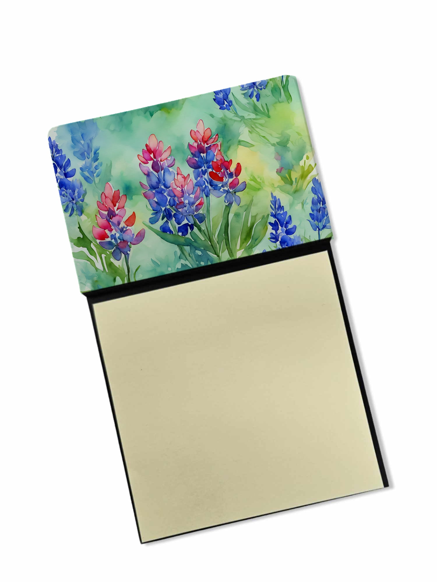 Texas Bluebonnets in Watercolor Sticky Note Holder 3.25 in x 5.25 in