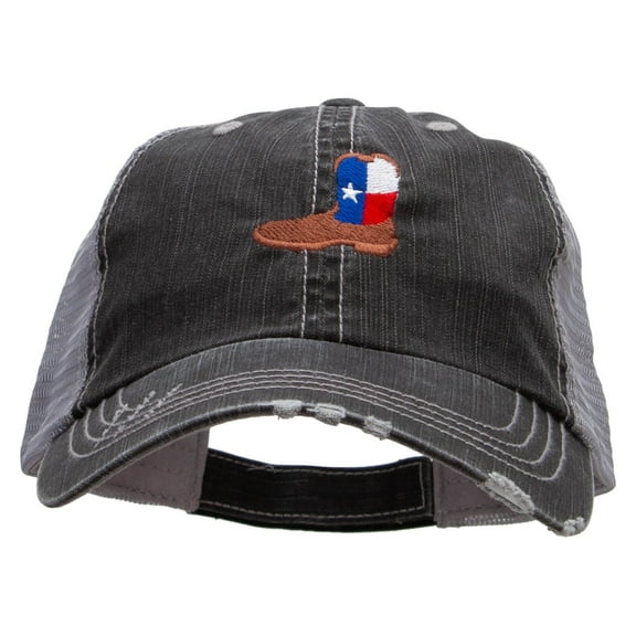 Texas Boot Embroidered Low Profile Special Cotton Mesh Cap - Black OSFM
