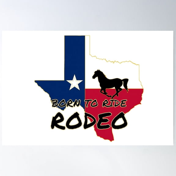 Texas Born To Ride Rodeo Poster Wall Art, Modern Wall Decor For Living Room Bedroom, 12x18 UNFRAMED