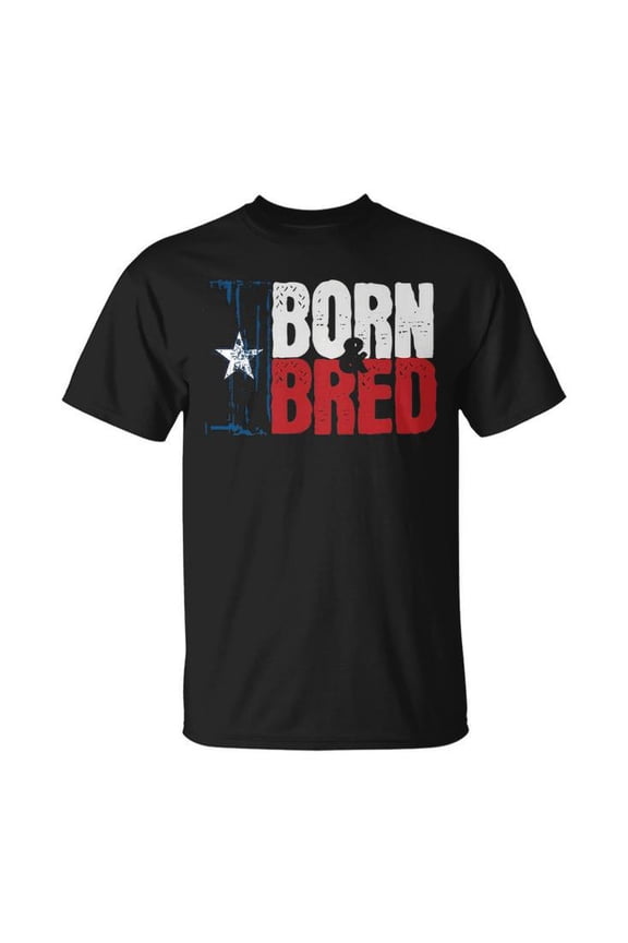 Texas Born and Bred Graphic Tee Unisex Adult Cotton State Pride Gift Casual Southern Heritage Texan Roots T-Shirt, Size L, Color Black