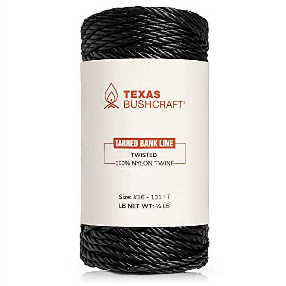 Texas Bushcraft Tarred Bank Line Twine - #36 Black Nylon String for  Fishing, Camping and Outdoor Survival – Strong, Weather Resistant Bankline  Cordage