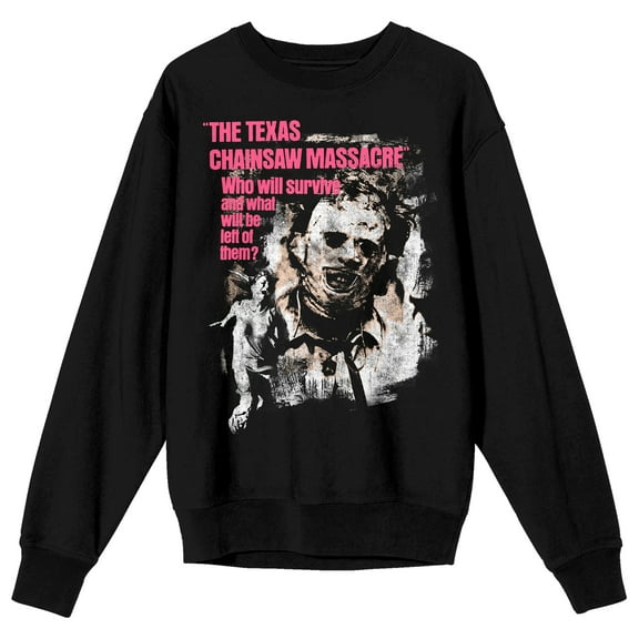 Texas Chainsaw Massacre Leatherface Adult Black Crew Neck Sweatshirt-Large
