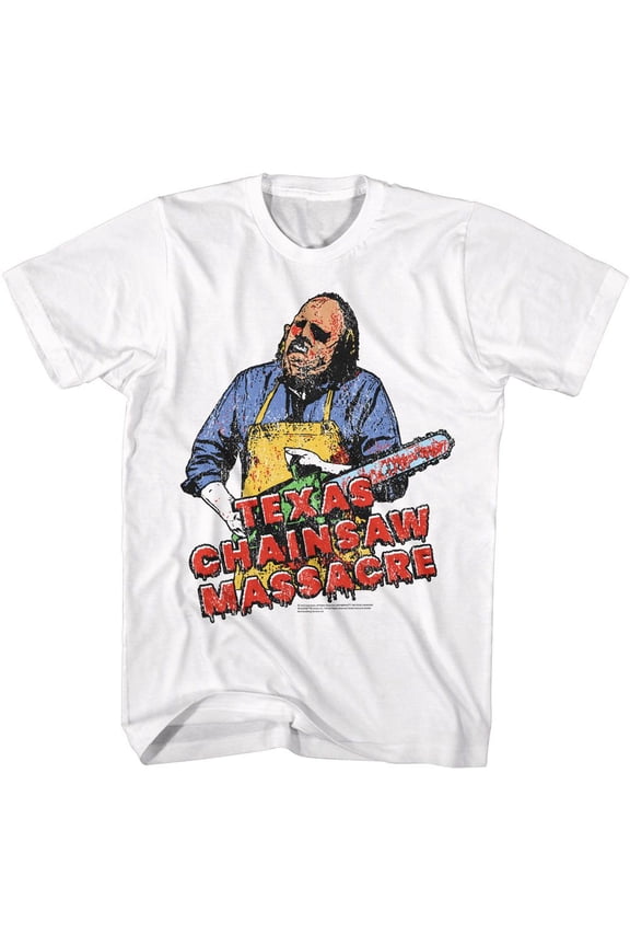 Texas Chainsaw Massacre Leatherface And Bloody Logo White T-Shirt