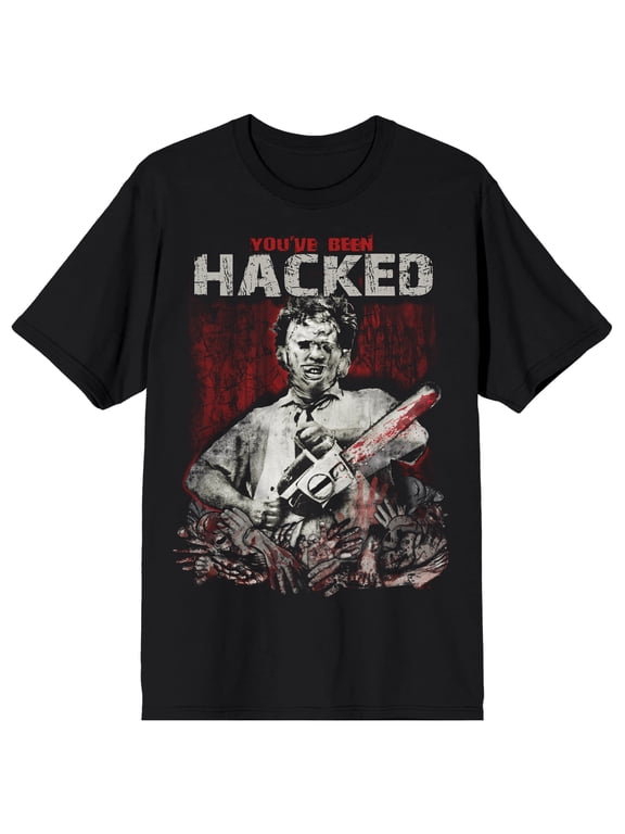 Texas Chainsaw Massacre Leatherface Youve Been Hacked With Body Parts on Black Adult Crew Neck Short Sleeve T-shirt - Small