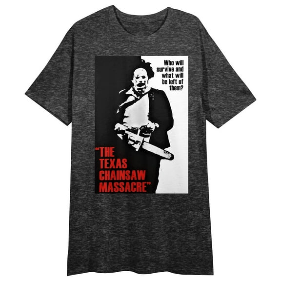 Texas Chainsaw Massacre Poster Art Women's Black Heather Sleep Shirt-Medium