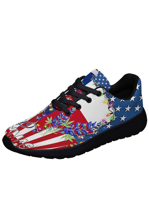 Texas ChriStas Stte Merry Texmas Bluebonnet American flag Shoes Sneakers Black Size 4
