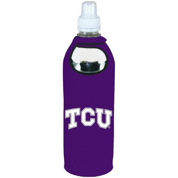 Texas Christian Horned Frogs TCU 1/2 Liter Water Bottle Neoprene Beverage Insulator Holder Cooler with Clip University of