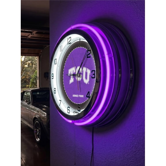 Texas Christian University 19" Double Neon Wall Clock