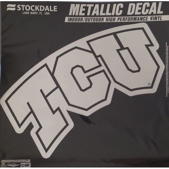 Texas Christian University Horned Frogs TCU 6 Inch Decal Sticker, Metallic Chrome Shimmer Design, Vinyl Die Cut, Auto Home
