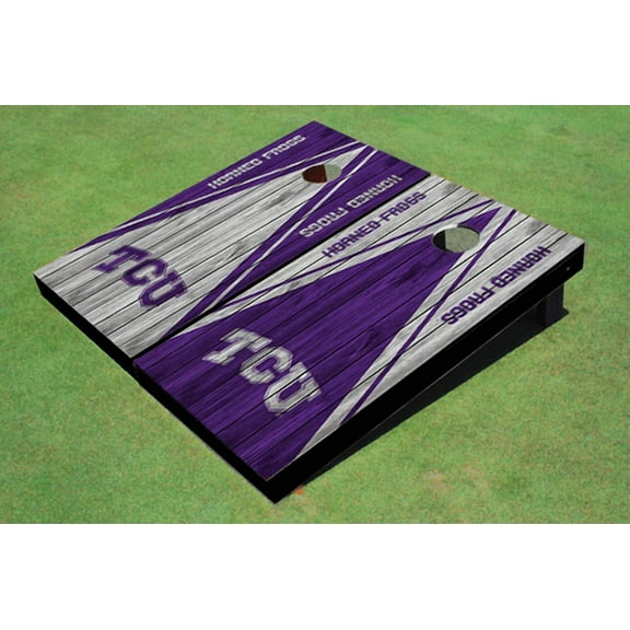 Texas Christian University "TCU" Alternating Wood Look Triangle Cornhole Boards
