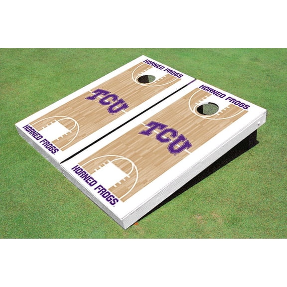 Texas Christian University "TCU"  Matching White Basketball Court Custom Cornhole Board