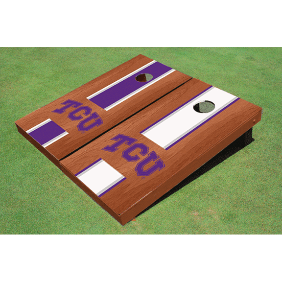 Texas Christian University "TCU" Rosewood Alternating Long Stripe Cornhole Boards