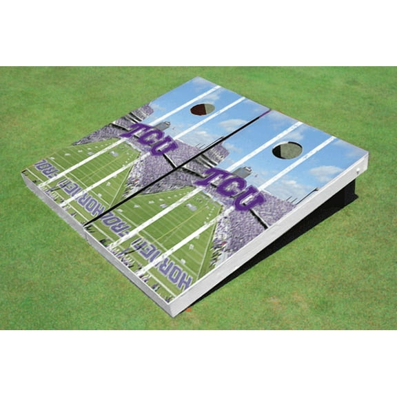 Texas Christian University "TCU" Stadium Long Stripe Themed Cornhole Boards