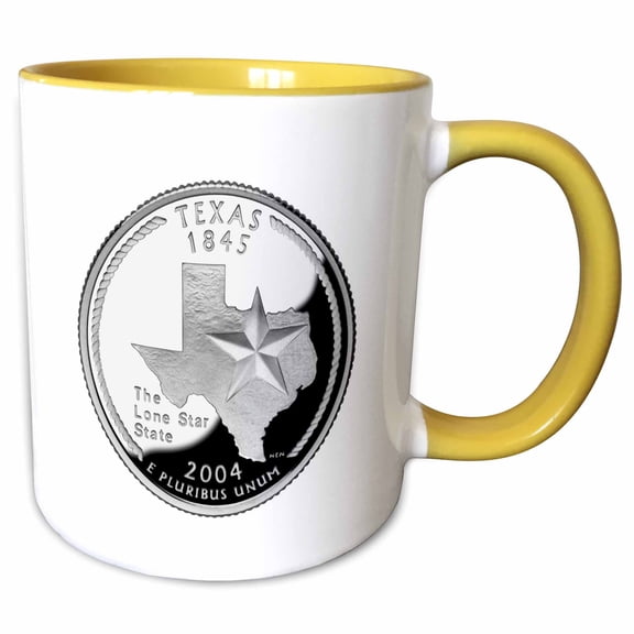 3drose, Texas Collectible Quarter, 15oz Two-tone Yellow Mug