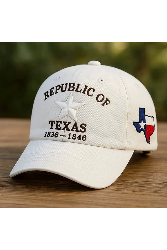 Texas Commemorative Edition, 250th Anniversary Baseball Cap, Embroidered Design, Vintage Style, Adjustable (Lone Star State, 1836-1845)