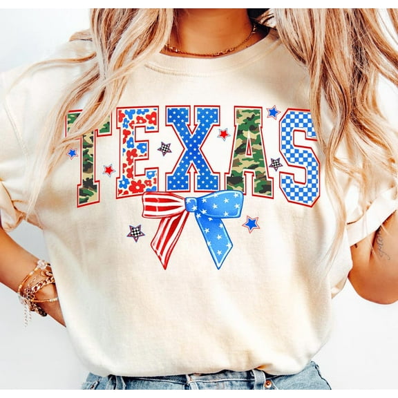 Texas Coquette 4th of July T-Shirt, Patriotic Texas Star Tee, Red White Blue State Shirt, American Independence Day Tee