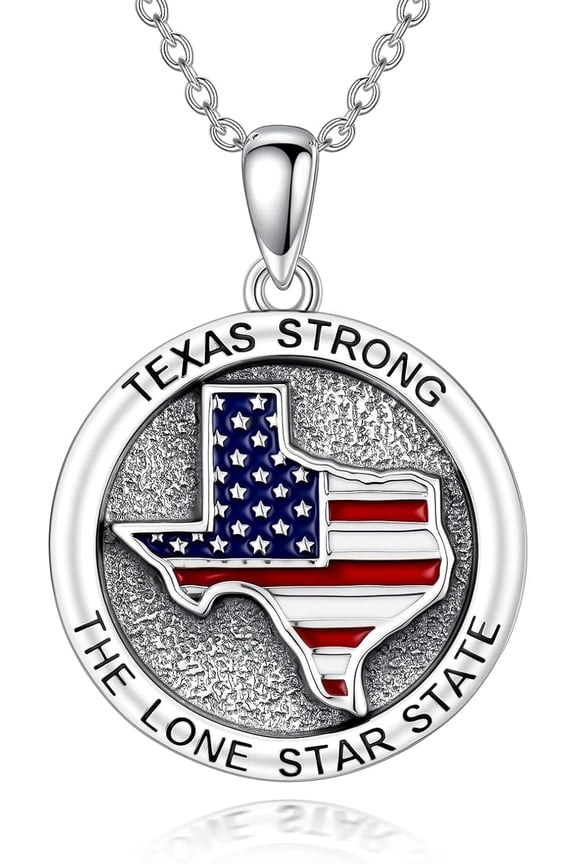 Texas Cowboy Necklace 925 Sterling Silver Cowboy American Texas Flag Necklaces Cowboy Jewelry for Women Christmas Birthday