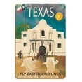 thumbnail image 1 of Texas - Cowboys at The Alamo - Lone Star Flag - Eastern Air Lines - Vintage Travel Poster by Joseph Charles Parker c.1960s - 8 x 12 inch Vintage Wood Art Sign, 1 of 4