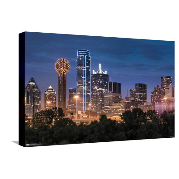 Texas - Dallas Skyline Canvas Wall Poster, 14.725" x 22.375"