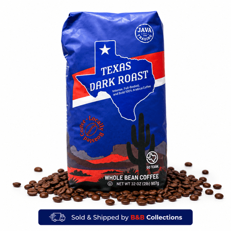 Texas Dark Roast Whole Bean Coffee, 100% Arabica Bold Full-Bodied Coffee Beans, 32 oz Premium Texas Style Roast