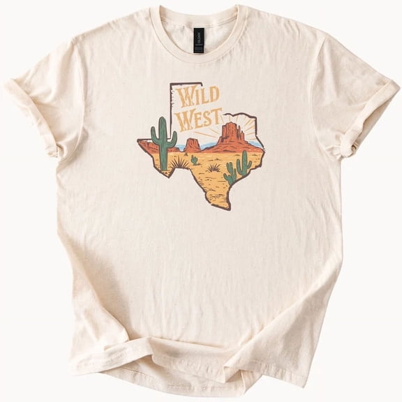 Texas Desert Cactus Wild West Graphic T Shirt Unisex S-5XL Hot Trending Shirt, Vintage Birthday Gift