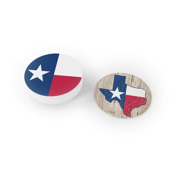 Texas Drink Coaster - Texas State Flag Round Coasters - Disposable, Recyclable-