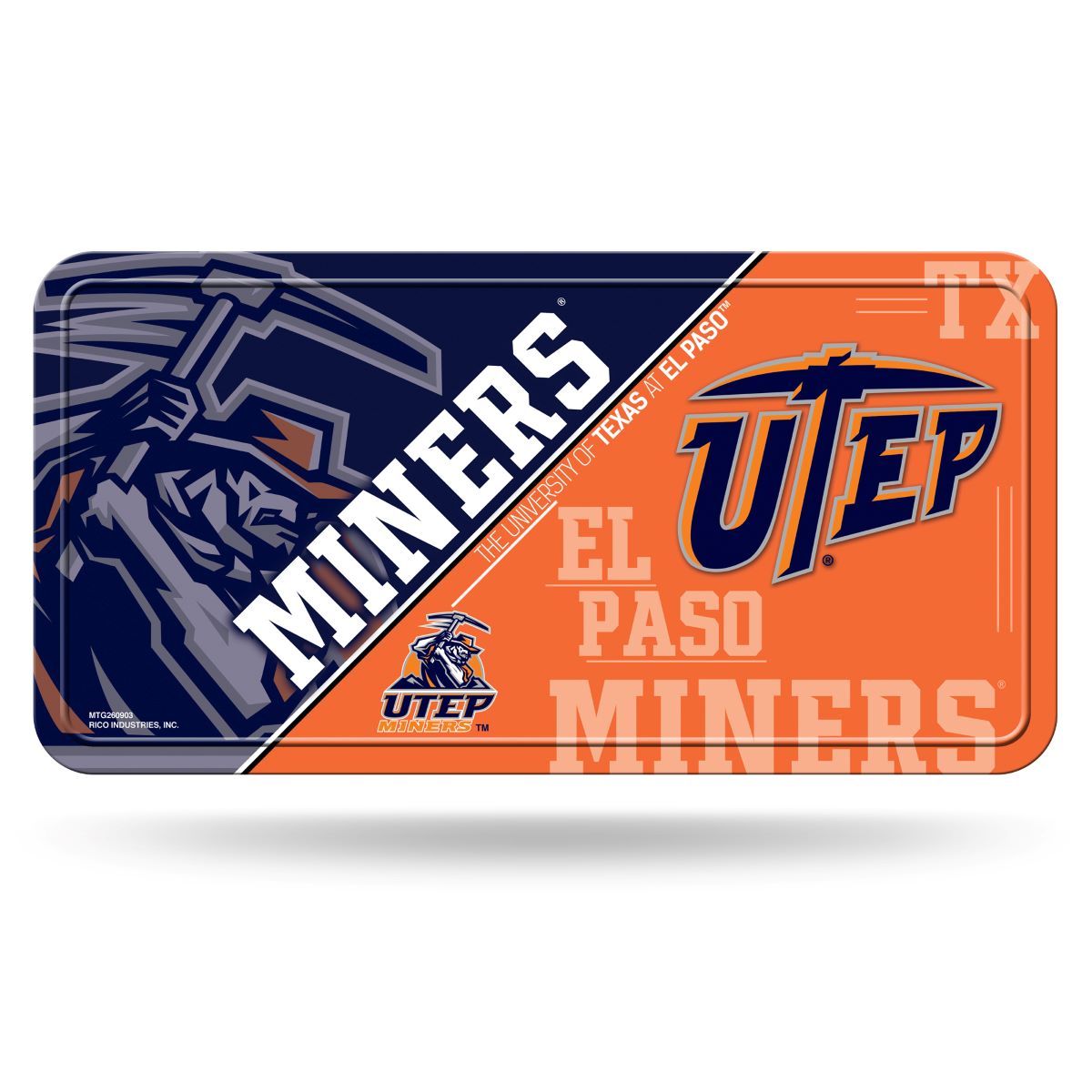 Texas El Paso Miners 12x6 Metal License Plate Auto Tag