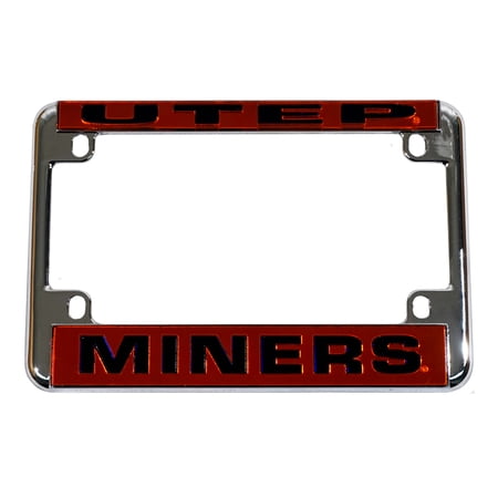 Texas El Paso Miners Chrome Motorcycle, RV or Trailer License Plate Frame