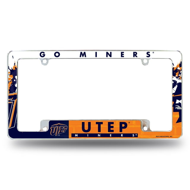 Texas El Paso NCAA Miners Chrome Metal License Plate Frame with Bold Full Frame Design