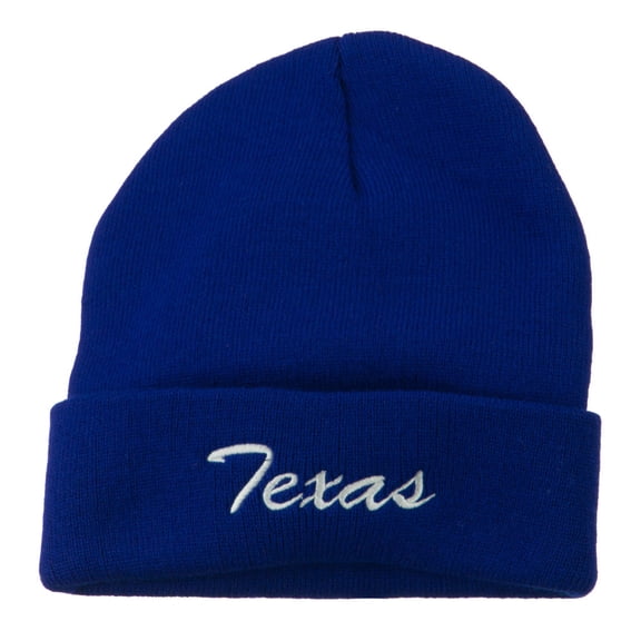 Texas Embroidered Long Cuff Beanie - Royal OSFM