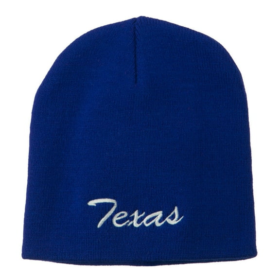 Texas Embroidered Short Beanie - Royal OSFM