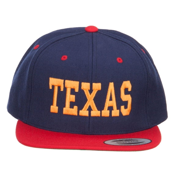 Texas Embroidered Two Tone Snapback Cap - Navy Red OSFM