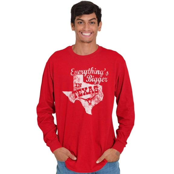 Texas Everything's Bigger State Shape Long Sleeve TShirt Men Women Brisco Brands M