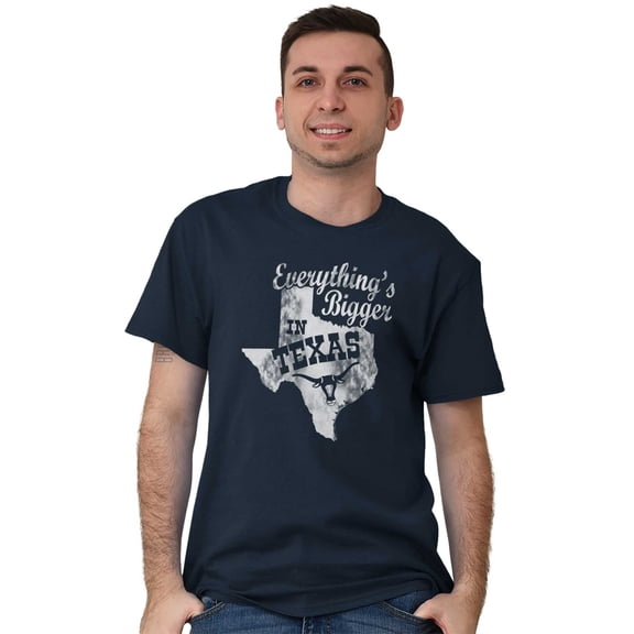 Texas Everything's Bigger State Shape Men's Graphic T Shirt Tees Brisco Brands M