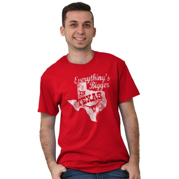 Texas Everything's Bigger State Shape Men's Graphic T Shirt Tees Brisco Brands X