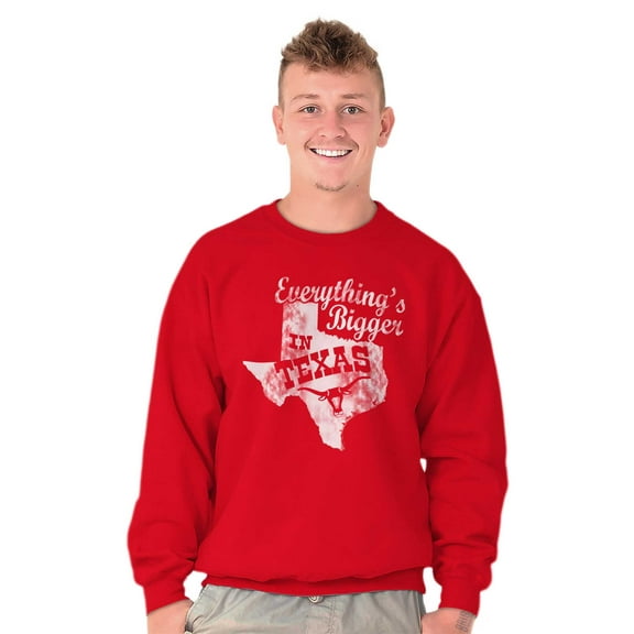 Texas Everything's Bigger State Shape Sweatshirt for Men or Women Brisco Brands S