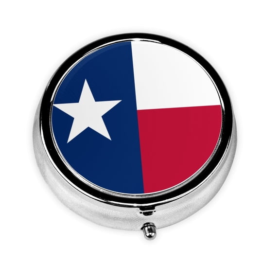 Texas Flag America Round Pill Box Small Pill Case For Purse Pocket Medicine Organizer Travel Pillbox Portable Pill Container