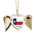 thumbnail image 1 of Texas Flag Contour Art Deco Fashion Folded Wings Peach Heart Pendant Necklace, 1 of 4