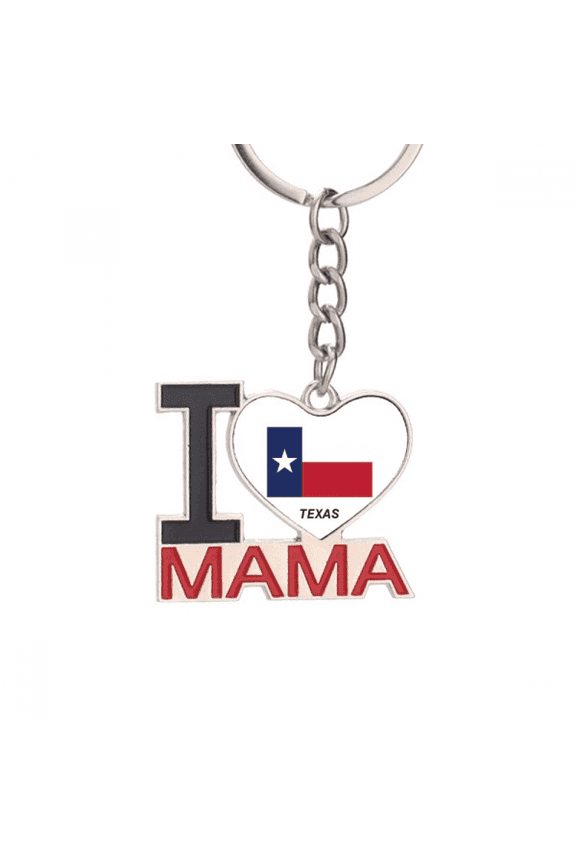 Texas Flag Contour Art Deco  Fashion Keychain Metal Keyring Holder Love MAMA Mother