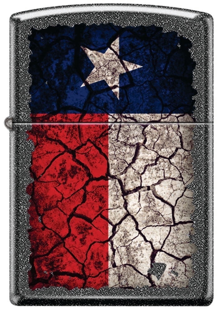 Texas Flag Cracked Iron Stone Zippo Lighter