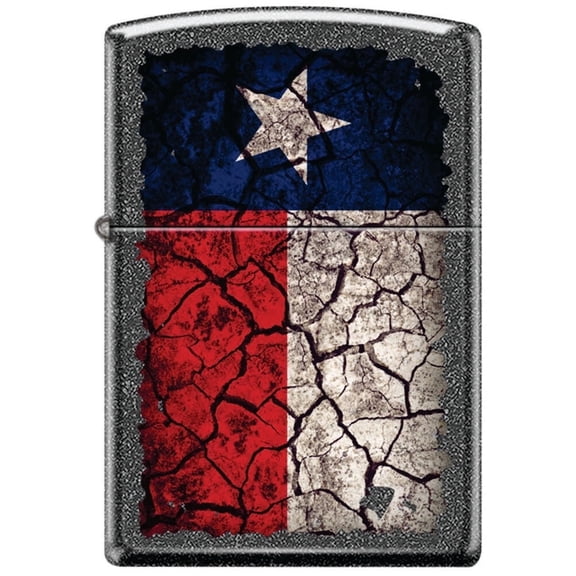 Texas Flag Cracked Iron Stone Zippo Lighter