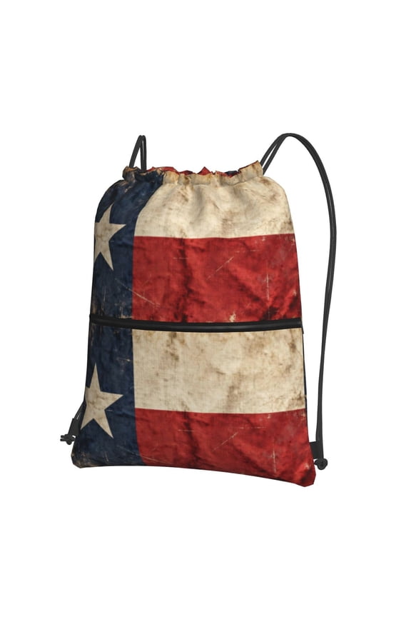 Texas Flag Distressed Drawstring Backpack Bag Water Resistant Yoga Shopping Cinch Bag Sackpack For Men Women