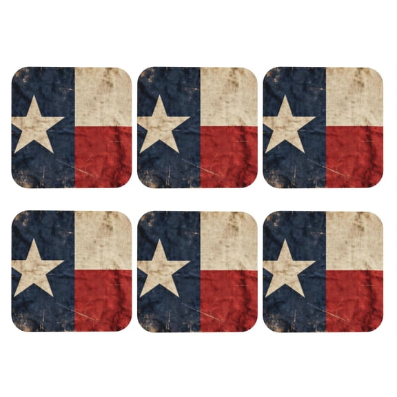 Texas Flag Distressed Leather Drinks Coasters Suitable for Various Cups Set of 6 Square