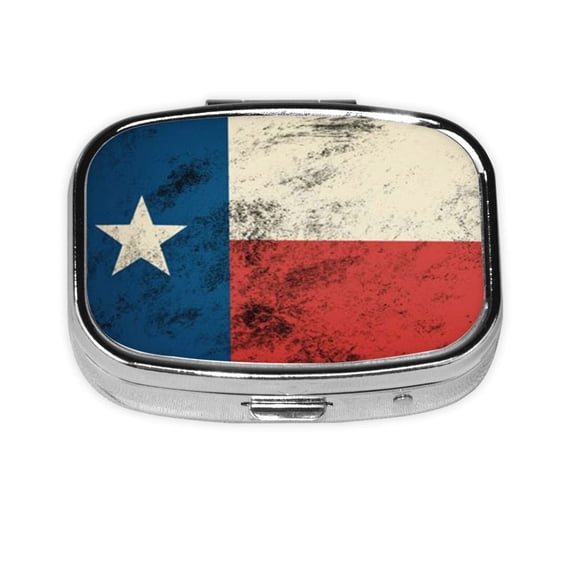 Texas Flag Distressed Pill Box 2 Compartment Medicine Pill Case Portable Pill Box For Pocket Or Purse Pill Box Decorative Organizer