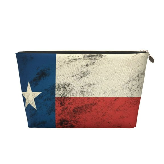 Texas Flag Distressed Travel Handbag Leather Purse Organizer Tidy Bag Purse Toiletry Clutch For Women