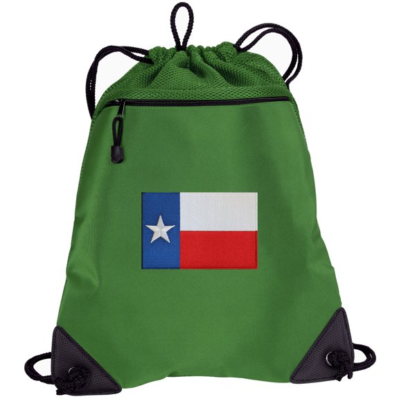 Texas Flag Drawstring Bag TWO SECTION Texas Cinch Backpack Pack - Unique Mesh & Microfiber Sections