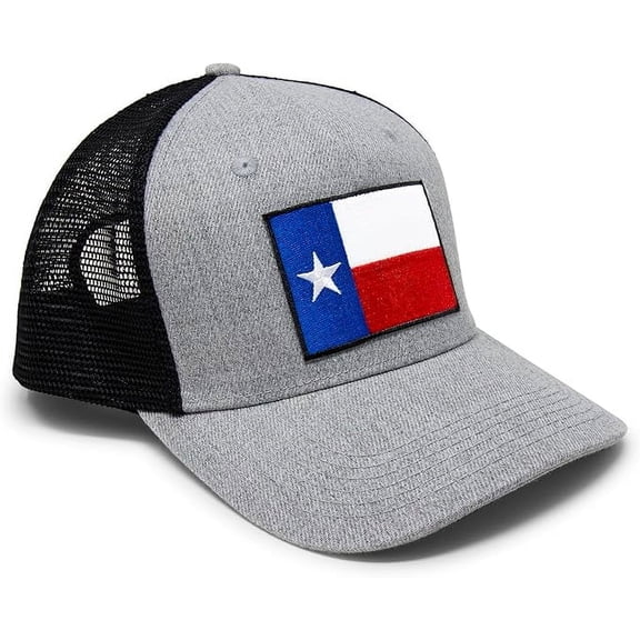 Texas Flag Hat for Men and Women – Lone Star Snapback Trucker Baseball Cap by International Tie (Grey/Black)
