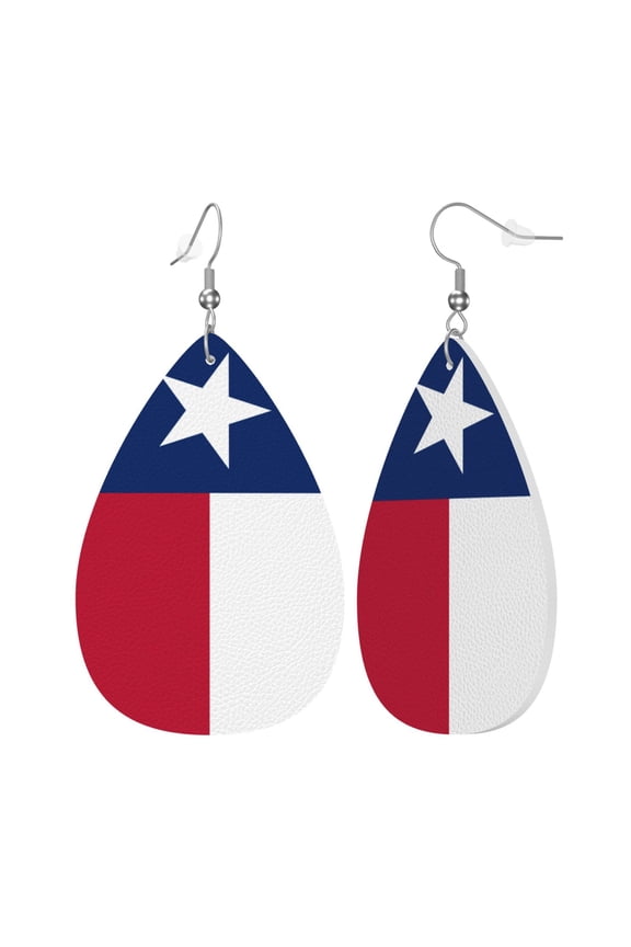 Texas Flag Leather Teardrop Earring Lightweight Drop Earrings For Women