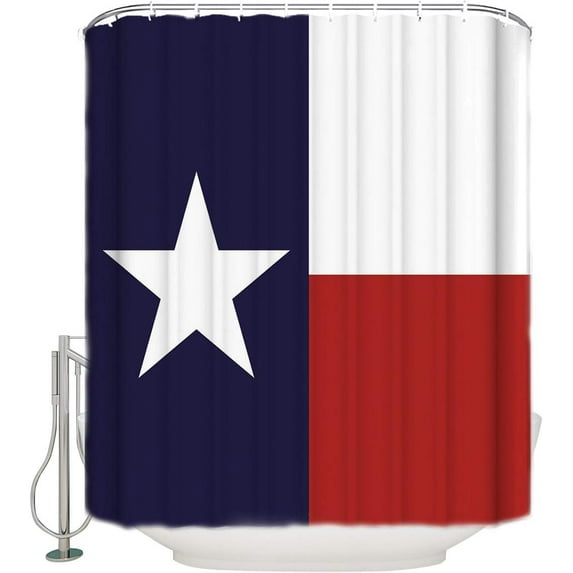 Texas Flag Lone Star Shower Curtains for Bathroom, 72inch Long Shower Curtain Funny Bathroom Curtains - Farmhouse Barn Fabric Shower Curtain Set, 12 Hooks Included, Waterproof & Washable